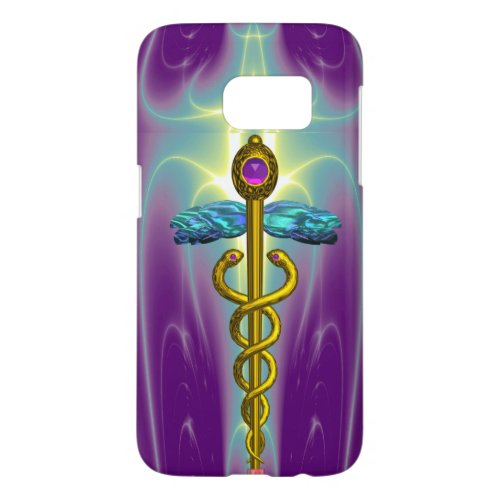 GOLD CADUCEUS MEDICAL SYMBOL Teal Green Purple Samsung Galaxy S7 Case