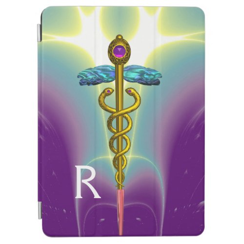 GOLD CADUCEUS MEDICAL SYMBOL Teal Green Purple iPad Air Cover