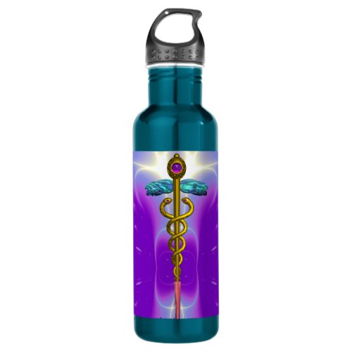 GOLD CADUCEUS MEDICAL SYMBOL Ultra Violet Purple Water Bottle