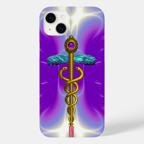 GOLD CADUCEUS MEDICAL SYMBOL Violet Purple Case_Mate iPhone 14 Plus Case