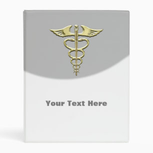 Gold Caduceus Mini Binder