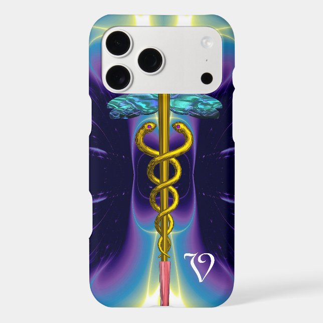 GOLD CADUCEUS MONOGRAM IPHONE CASE (Back)