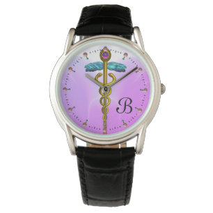 GOLD CADUCEUS MONOGRAM ,Pink Lilac Watch