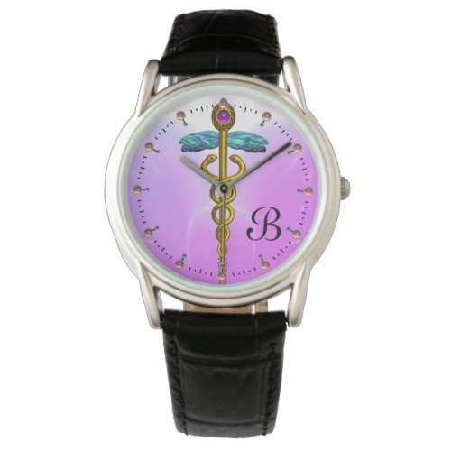 GOLD CADUCEUS MONOGRAM Pink Lilac Watch