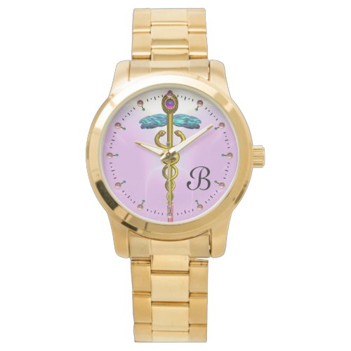GOLD CADUCEUS MONOGRAM Pink Lilac Watch