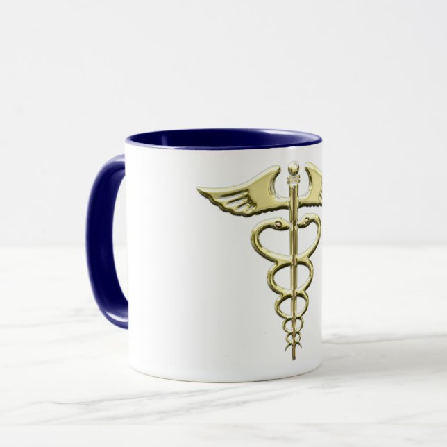 Gold Caduceus Mug (Front Left)