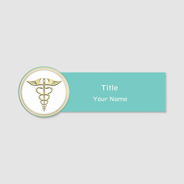 Gold Caduceus Name Tag (Front)