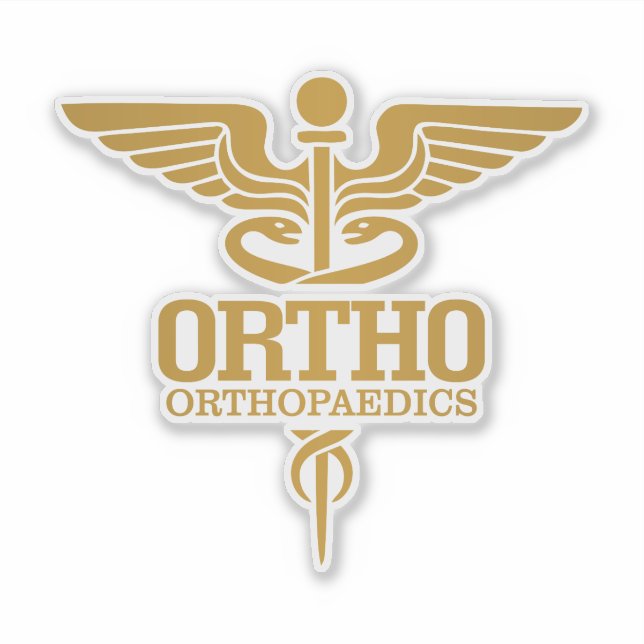 Gold Caduceus (ORTHO) Sticker (Front)