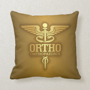 Gold Caduceus (ORTHO) Throw Pillow