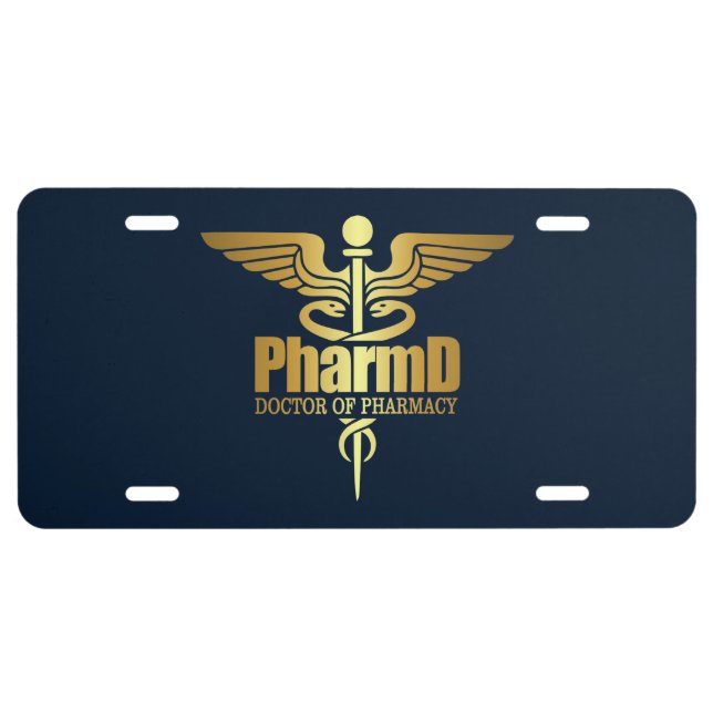 Gold Caduceus (PharmD) License Plate (Front)