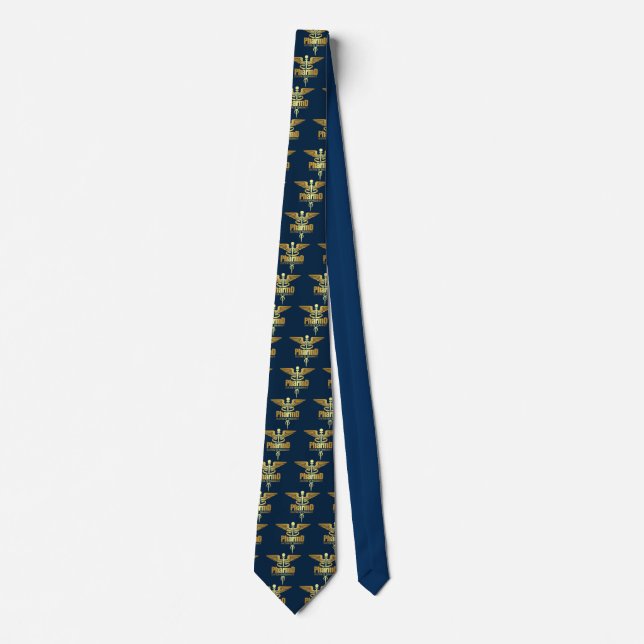 Gold Caduceus (PharmD) Neck Tie (Front)