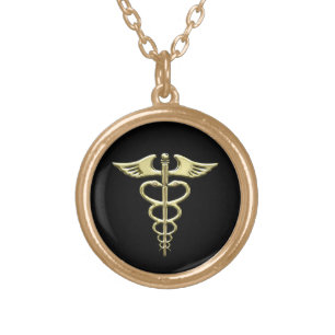 Gold Caduceus Plated Necklace
