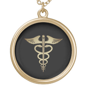 Gold Caduceus Plated Necklace