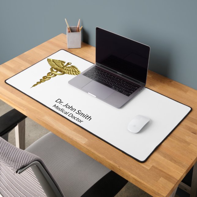 Gold Caduceus Professional Precious Medical Desk Mat (Office 2)