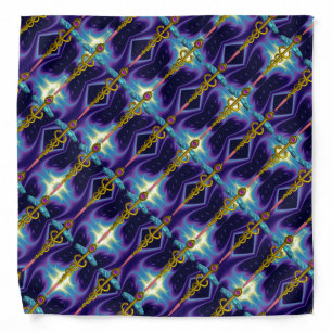 GOLD CADUCEUS ,Purple Blue Bandana