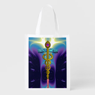 GOLD CADUCEUS ,Purple Blue Grocery Bag