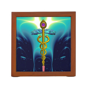 GOLD CADUCEUS Purple Pink, Aqua Blue ,Teal Pencil Holder