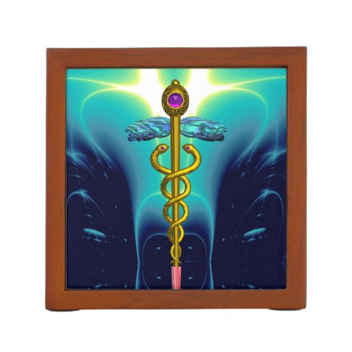 GOLD CADUCEUS Purple Pink Aqua Blue Teal Pencil Holder