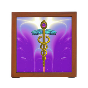 GOLD CADUCEUS Purple Pink, Aqua Blue ,Teal Pencil Holder