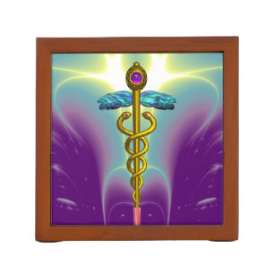 GOLD CADUCEUS Purple Pink, Aqua Blue ,Teal Pencil/Pen Holder