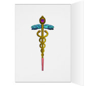 GOLD CADUCEUS REGISTERED NURSE SYMBOL Aqua Blue (Inside (Left))