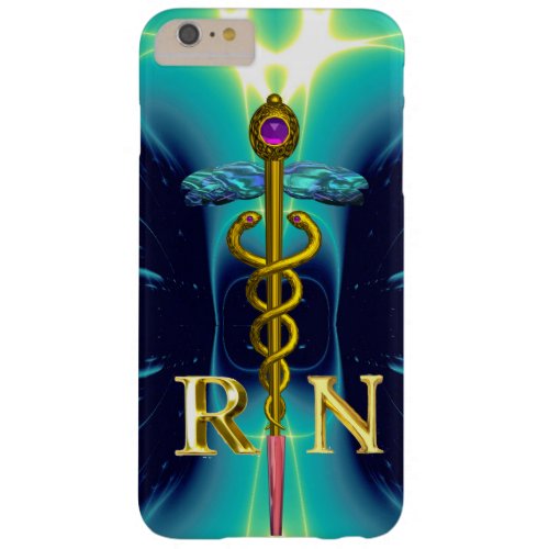 GOLD CADUCEUS REGISTERED NURSE SYMBOL Aqua Blue Barely There iPhone 6 Plus Case