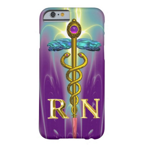 GOLD CADUCEUS REGISTERED NURSE SYMBOL Blue Purple Barely There iPhone 6 Case