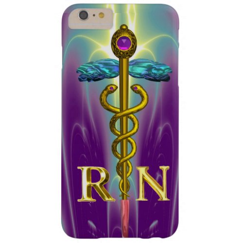GOLD CADUCEUS REGISTERED NURSE SYMBOL Blue Purple Barely There iPhone 6 Plus Case