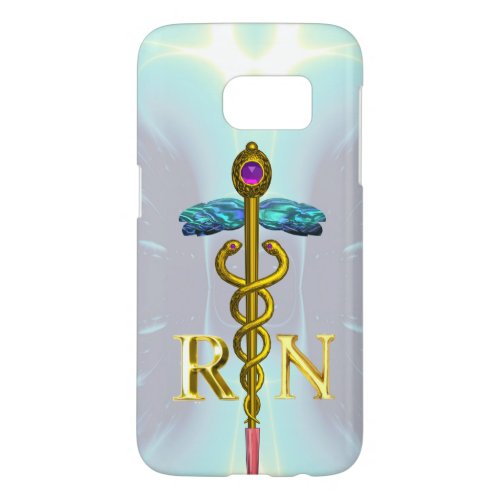 GOLD CADUCEUS REGISTERED NURSE SYMBOL Light Blue Samsung Galaxy S7 Case