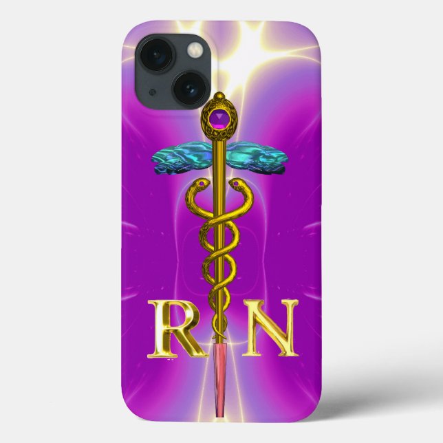 GOLD CADUCEUS REGISTERED NURSE SYMBOL Pink Fuchsia Case-Mate iPhone Case (Back)