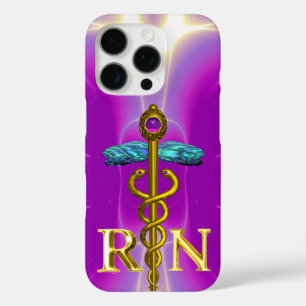 GOLD CADUCEUS REGISTERED NURSE SYMBOL Pink Fuchsia iPhone 16 Pro Case