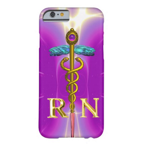 GOLD CADUCEUS REGISTERED NURSE SYMBOL Pink Fuchsia Barely There iPhone 6 Case