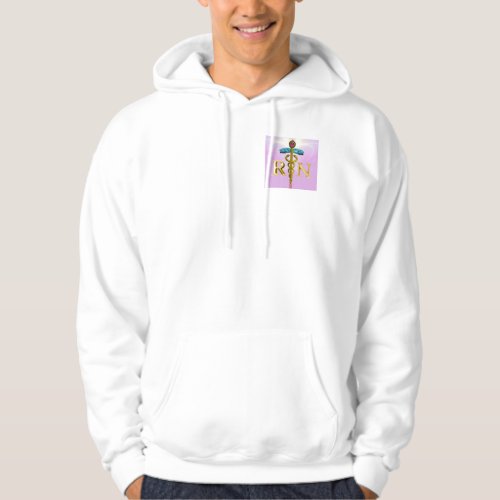 GOLD CADUCEUS REGISTERED NURSE SYMBOLPink White Hoodie