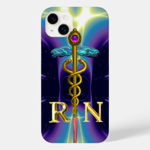GOLD CADUCEUS REGISTERED NURSE SYMBOL Purple Blue Case-Mate iPhone 14 Plus Case