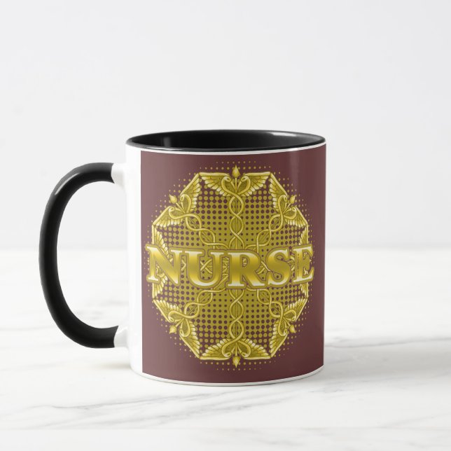 Gold Caduceus Star Nurse Mug (Left)