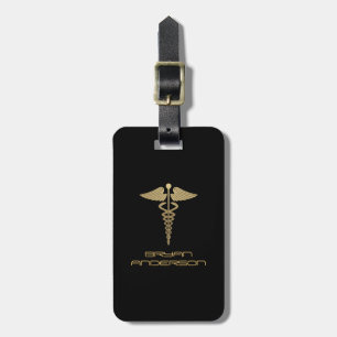 Gold Caduceus Symbol Luggage Tag