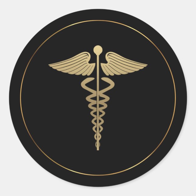 Gold Caduceus Symbol Sticker (Front)