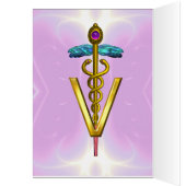 GOLD CADUCEUS VETERINARY SYMBOL Pink Fuchsia (Inside (Left))