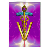 GOLD CADUCEUS VETERINARY SYMBOL Pink Fuchsia (Front)