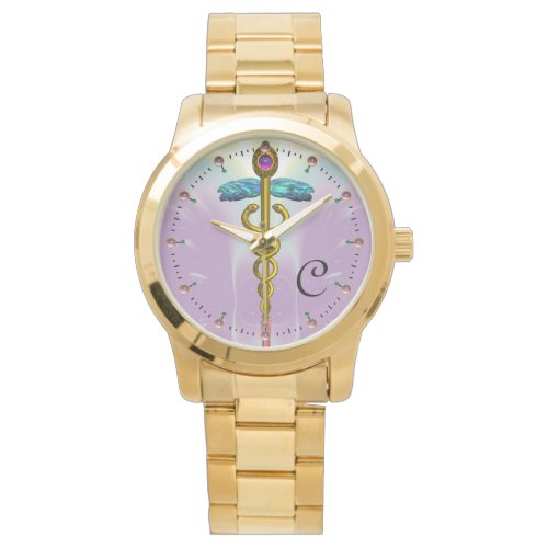 GOLD CADUCEUS WITH CELTIC KNOTS MONOGRAM Lilac Watch