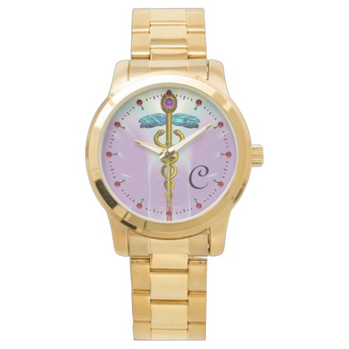 GOLD CADUCEUS WITH CELTIC KNOTS MONOGRAM Lilac Watch