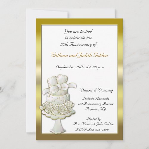 Gold Cake Invitation