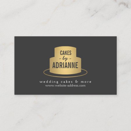 Gold Cake Logo Ii For Bakery, Cafe, Chef Business Card