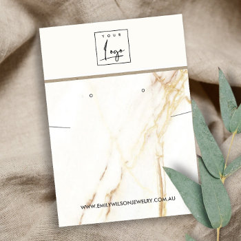 Gold Calacatta Marble Necklace Earring Display Business Card by JustJewelryDisplay at Zazzle