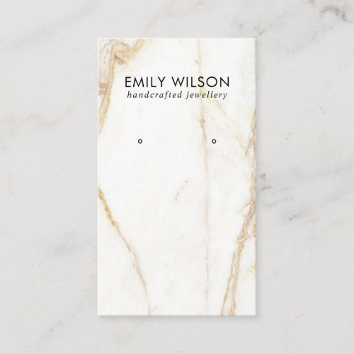 GOLD CALACATTA MARBLE TEXTUR STUD EARRING DISPLAY BUSINESS CARD