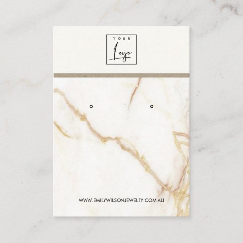 GOLD CALACATTA MARBLE TEXTURE STUD EARRING DISPLAY BUSINESS CARD