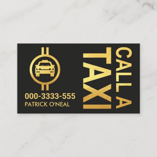 Gold CALL A TAXI Cab Driver Business Card