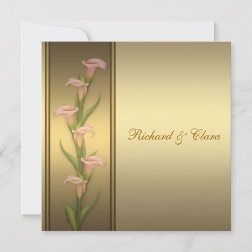 Gold Calla Lily 50th Golden Anniversary Custom Invitations