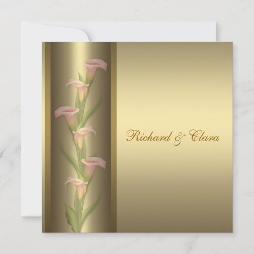 Gold Calla Lily 50th Golden Anniversary Personalized Invitation