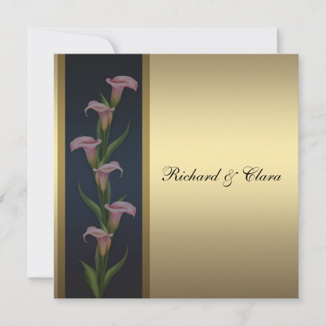 Gold Calla Lily 50th Golden Anniversary Invitation (Front)